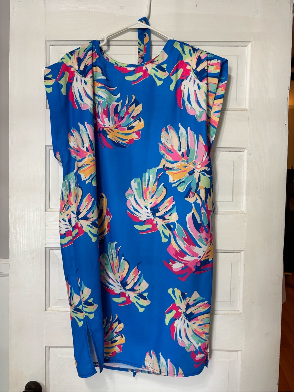 Flying Tomato Bright Blue and Hot Pink Tropical Print Mini Dress